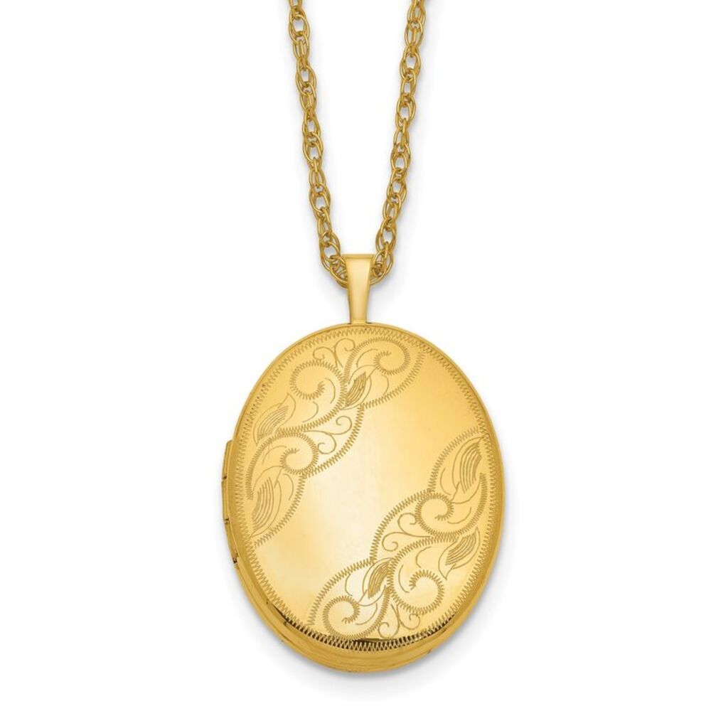 1/20 14K Gold Filled 26mm Swirl Etched Oval Locket Necklace, 18 Inch
